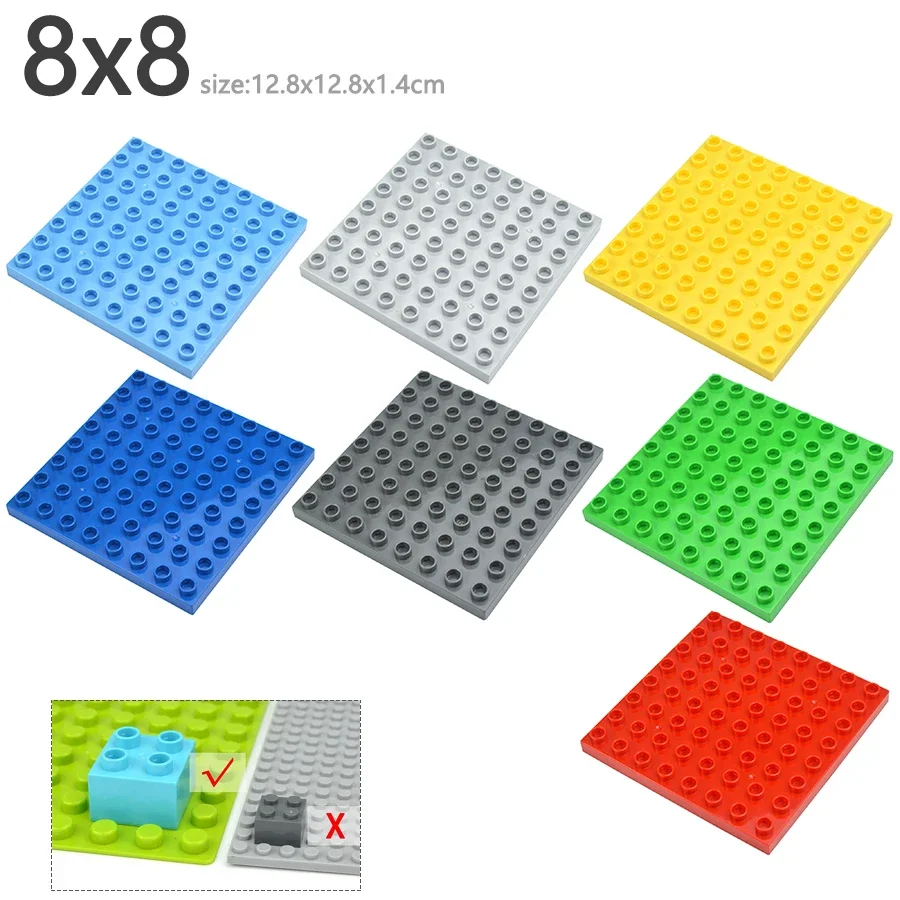 Duploes Big Size Double Sided 8x8 Dots BasePlates Assembly Plate Square Bricks Floors Classic Toys Duploe Large Particle