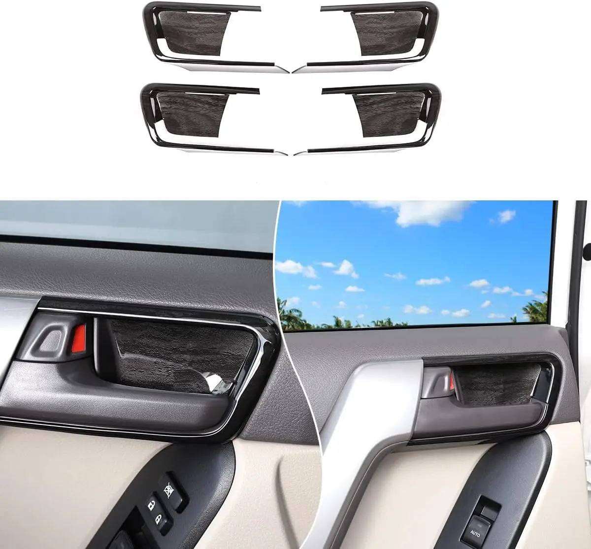 

4PCS ABS Carbon Style Car Interior Door Handle Bowl Cover For Toyota Land Cruiser Prado FJ150 LC150 2010-2020 Door Wrist Trim