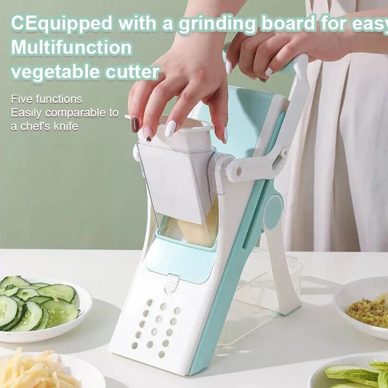 Donirt 5 in 1 Vegetable Cutter Mandoline Slicer Manual Food Chopper Fruit Potato Cucumber Carrot Meat Slicer Shredder Safe Slice