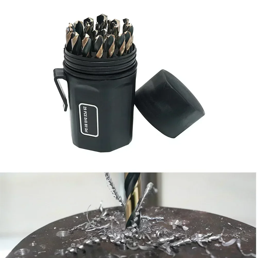 Drill Bits For Metal And Wood 165*80mm 6.49*3.14in HSS Twist Drill Bucket Storage Box Efficient Cutting Design
