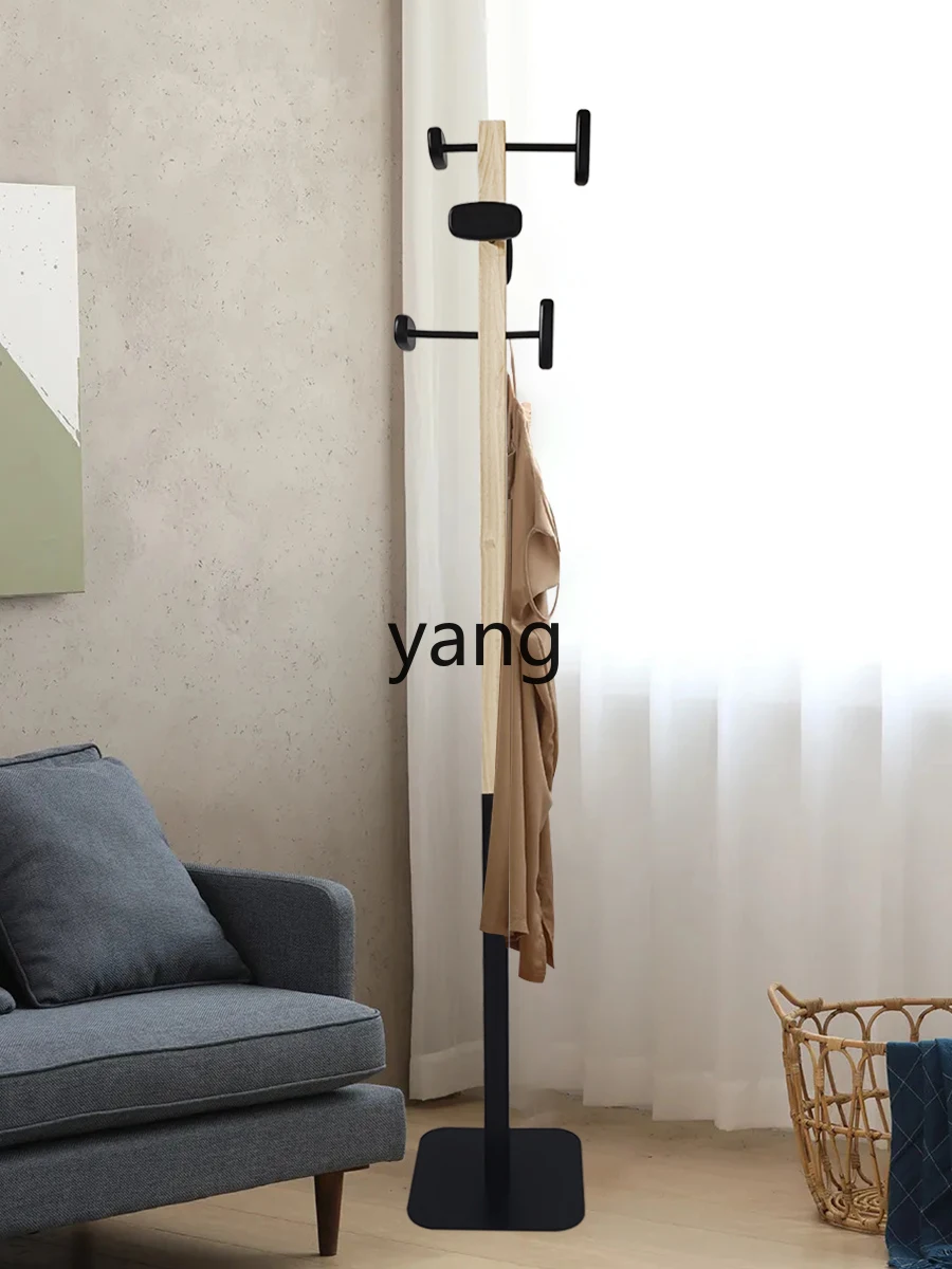 CX Modern Simple and Light Luxury Wrought Iron Solid Wood Floor Multi-Hook Coat Rack Home Bedroom Living Room