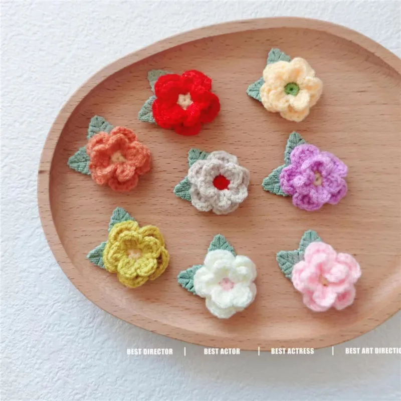 Handmade Crochet Rose Flower Brooch Knit Yarn Accessory For Sweater Coat DIY Hat Scarf Pin Decoration Premium Soft Lightweight