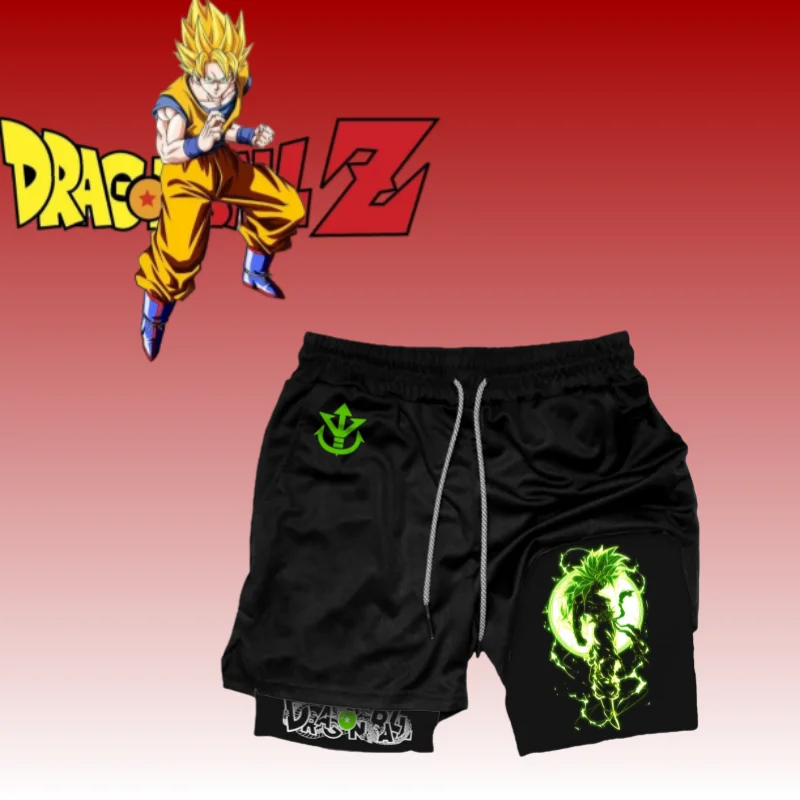 2025 Tendencia Autorización Anime Dragon Ball Series Wukong Pantalones cortos transpirables de doble capa para ejercicio y comodidad para correr
