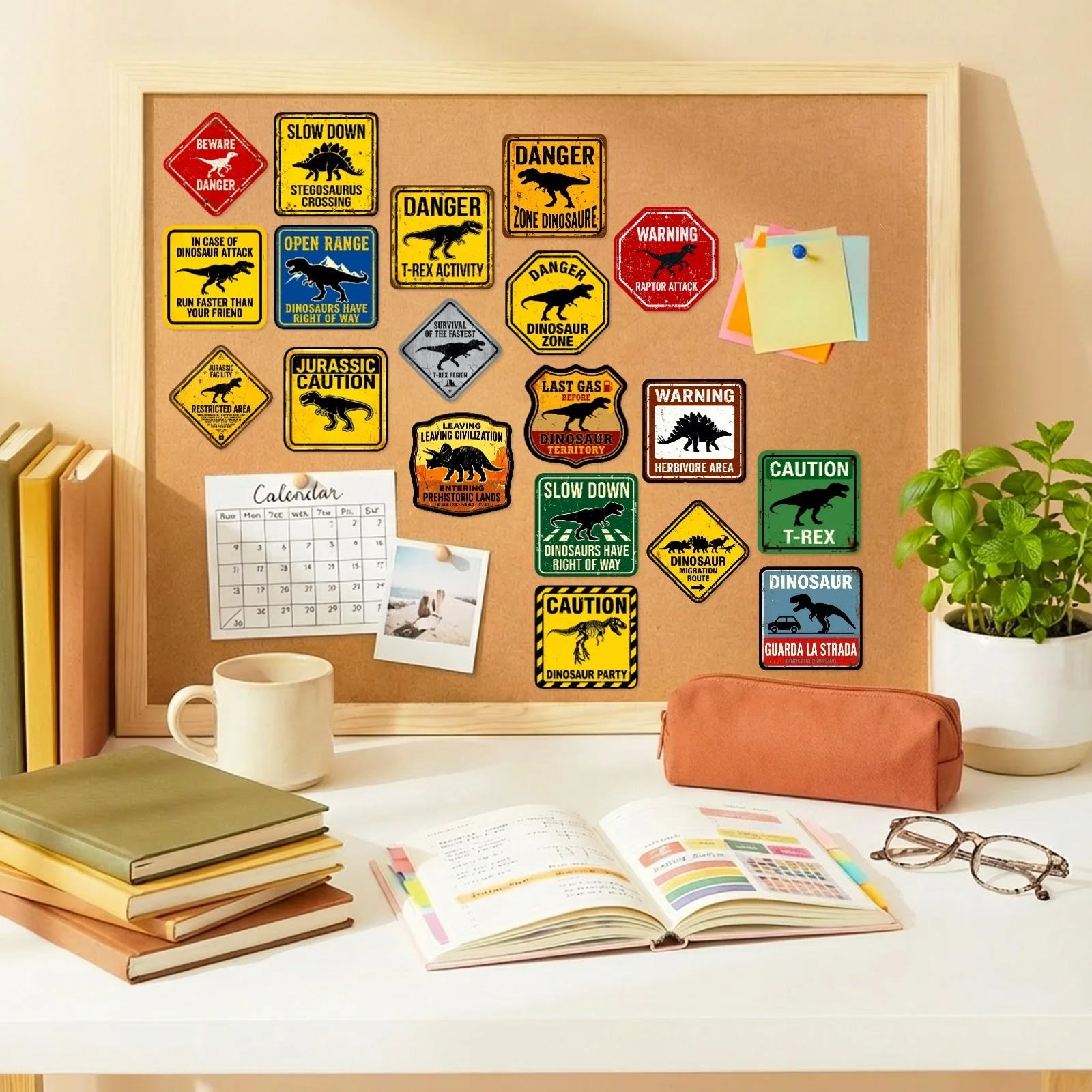 

Dino Decals Waterproof Dinosaur Stickers Dinosaur Warning Vintage Jurassic Stickers For Computer Water Bottles Laptop