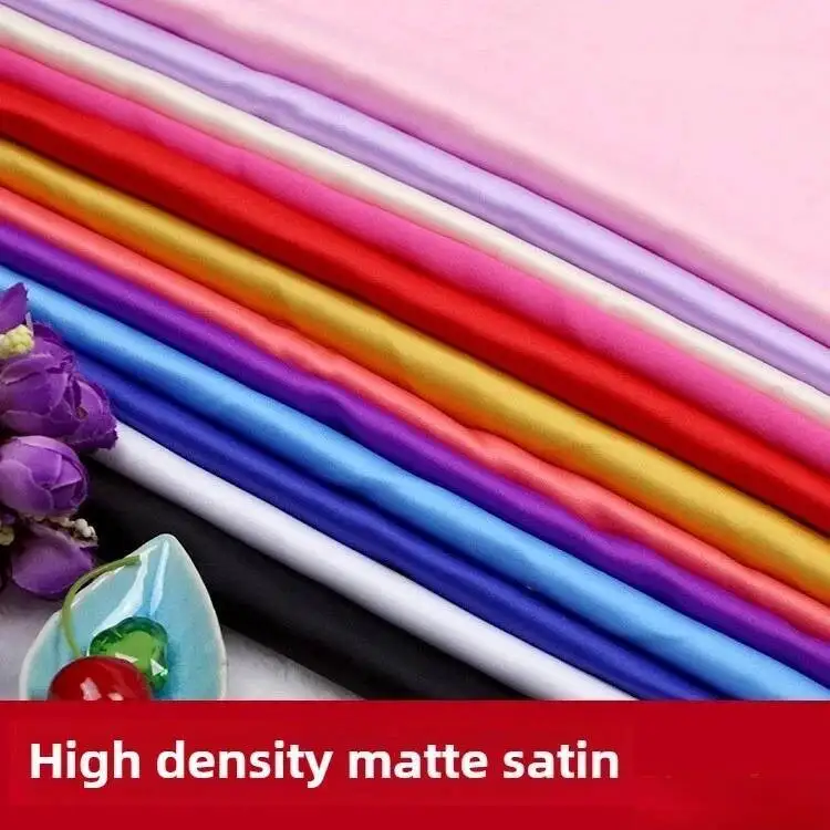 

High Density Matte Satin Fabric By The Meter For Cheongsam Shirt Wedding Dress Diy Sewing Plain Color Cloth Soft Yellow White