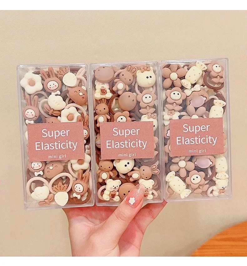 30 Stück neutrale Kaffeebraune Haargummis, weiche, schonende Haarbänder für Kleinkinder, Babys, Mädchen, niedliche Deko, kleine Pferdeschwanzhalter, Kinder-Accessoires – Detail 5