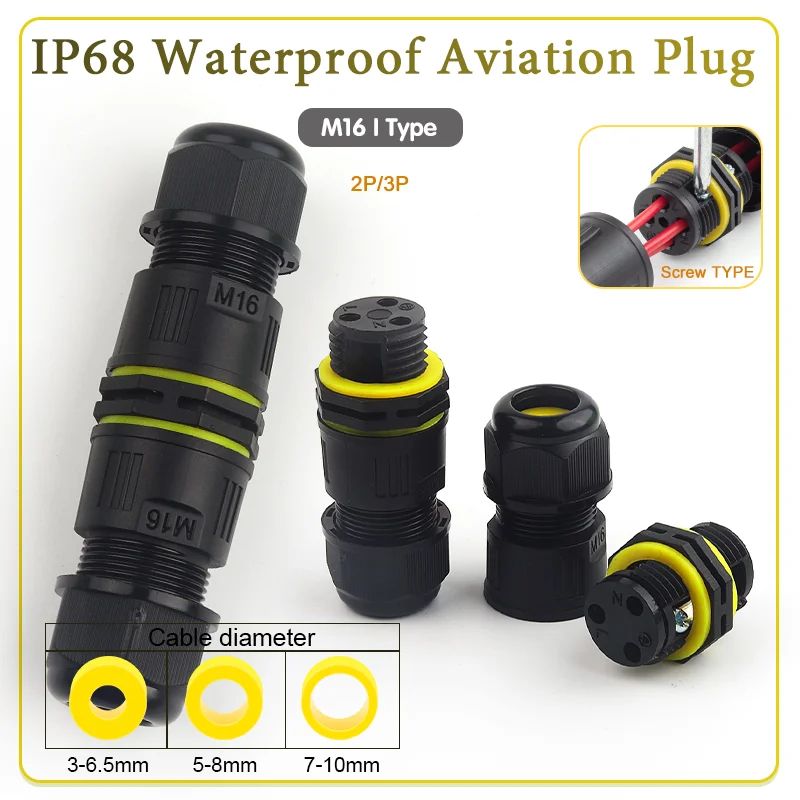 

2/3Pin M16 IP68 Waterproof Rainproof Junction Box Outdoor Electrical Cable Wire Screw Wiring Sleeve Connectors Easy to Install