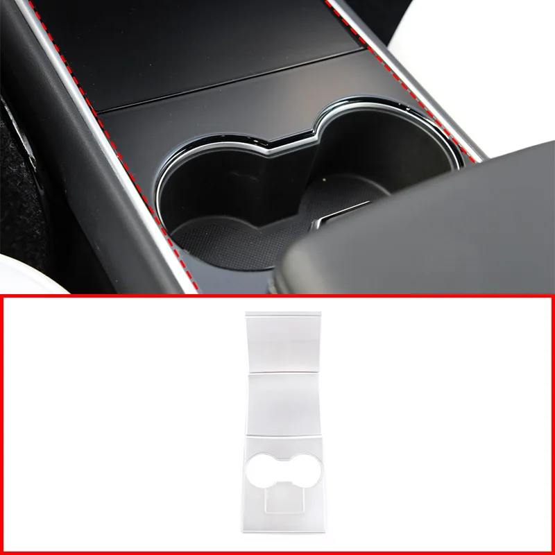 

For Tesla Model 3 Car Interior ABS Center Console Film Center Console Cup Holder Panel Cover Trim Accessories