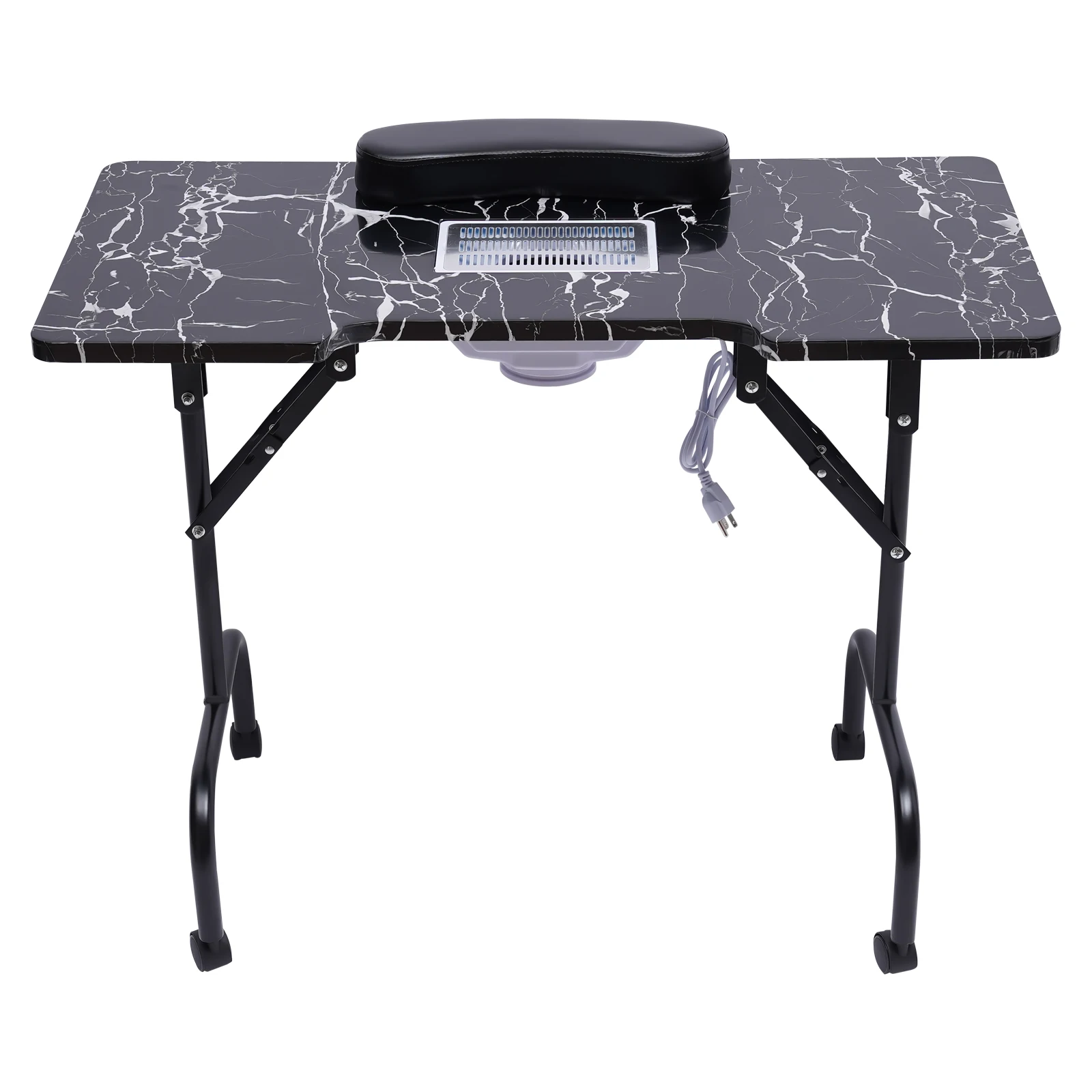 Mesa portátil plegable para manicura, mesa movible para salón y hogar con ventilador colector de polvo