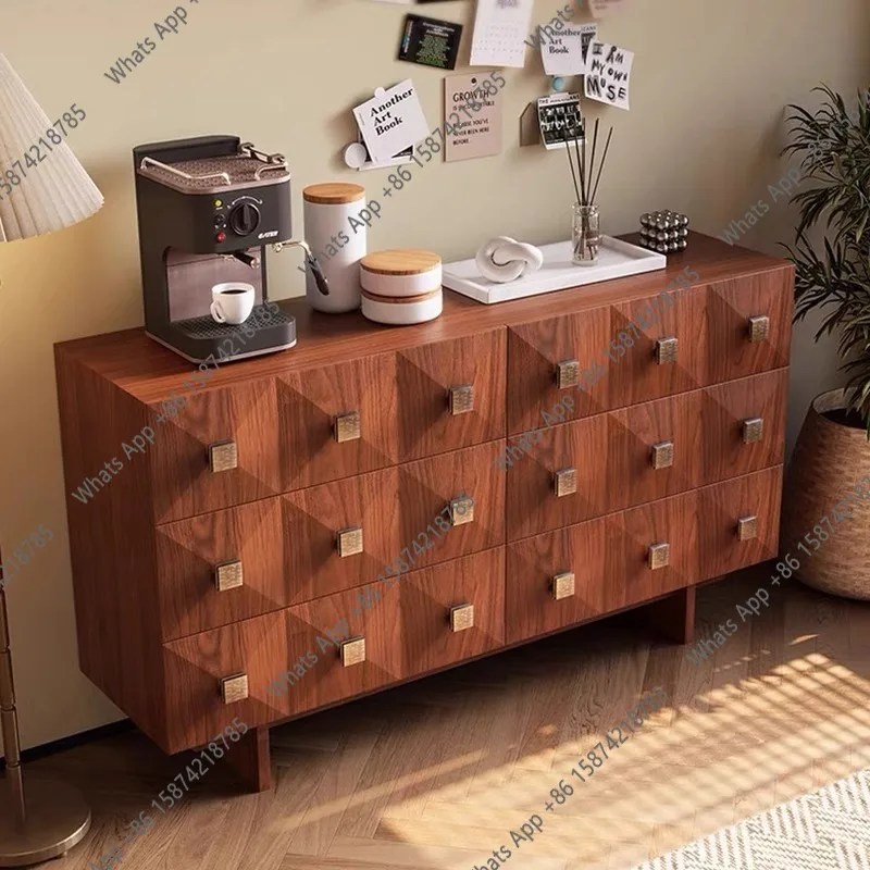 

Retro solid wood dining side cabinet, bedroom, living room storage locker, medieval style home entrance cabinet, American style