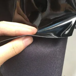 Good Black Shiny Mirror A Stiff Feel PU Leather Fabric, Micro-Stretch Designer Fabric, DIY Stage Clothing, Sewing Material