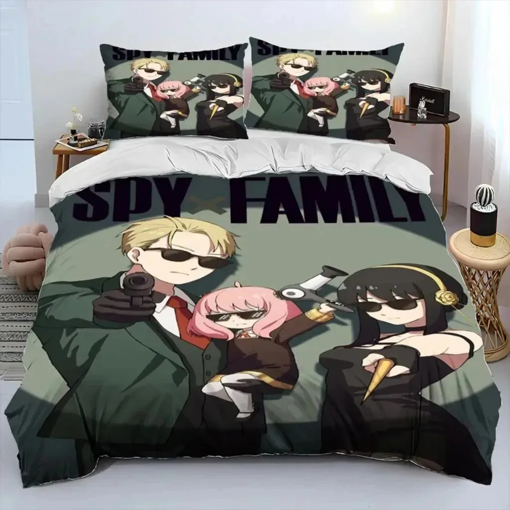 Anime SPY×FAMILY Anya Bedding Set Boys Girls Twin Queen Size Duvet Cover Pillowcase Bed Boys Adult Fashion Home Textileextile