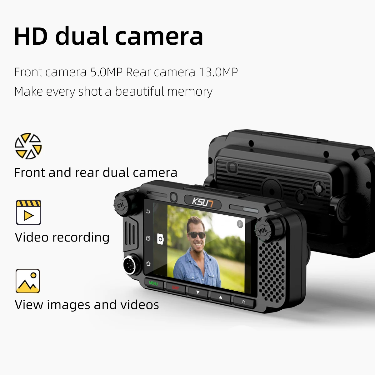 KSUN ZL58 Estación visual para vehículos Cámaras duales Pantalla táctil 4G POC Walkie Talkie NFC Radio para automóvil Compatible con la aplicación ZELLO