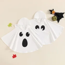 Halloween Kid Unisex Costume Ghost Print Hood Cape Cosplay Cloak for Baby Fancy Dress Performance Halloween Outfit