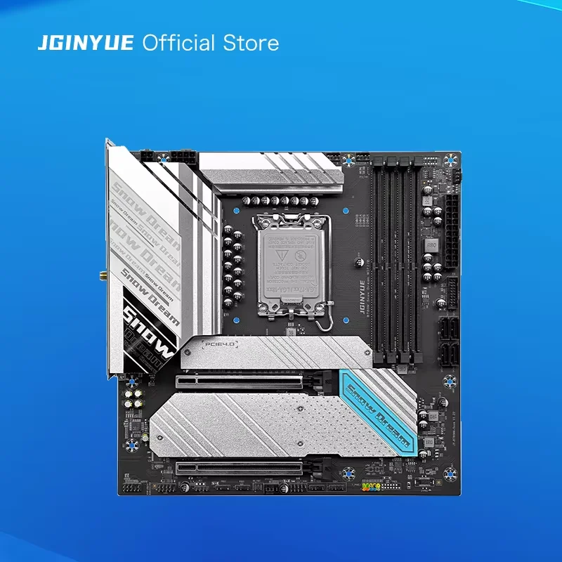 

JGINYUE B760M Motherboard M-ATX WIFI LGA 1700 Support Core 12/13/14th Dual channel DDR4 Memory B760M-Snow Dream WIFI/B