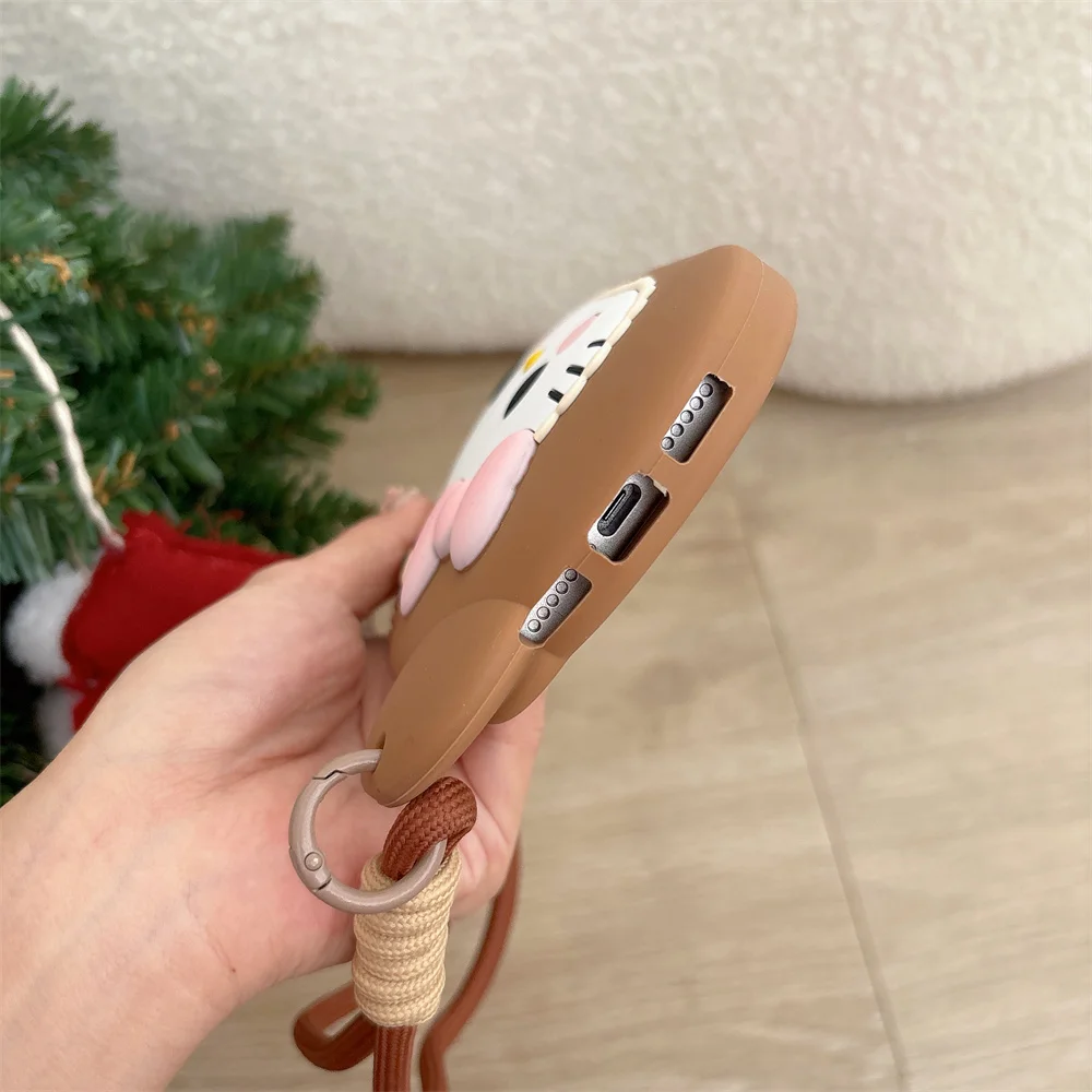 Kawaii جديد مرحبا كيتي الدب حقيبة يد ثلاثية الأبعاد جراب هاتف آيفون 17 برو 13 14 15 17 برو ماكس فوندا 16 E 15 زائد سيليكون الكرتون حالات