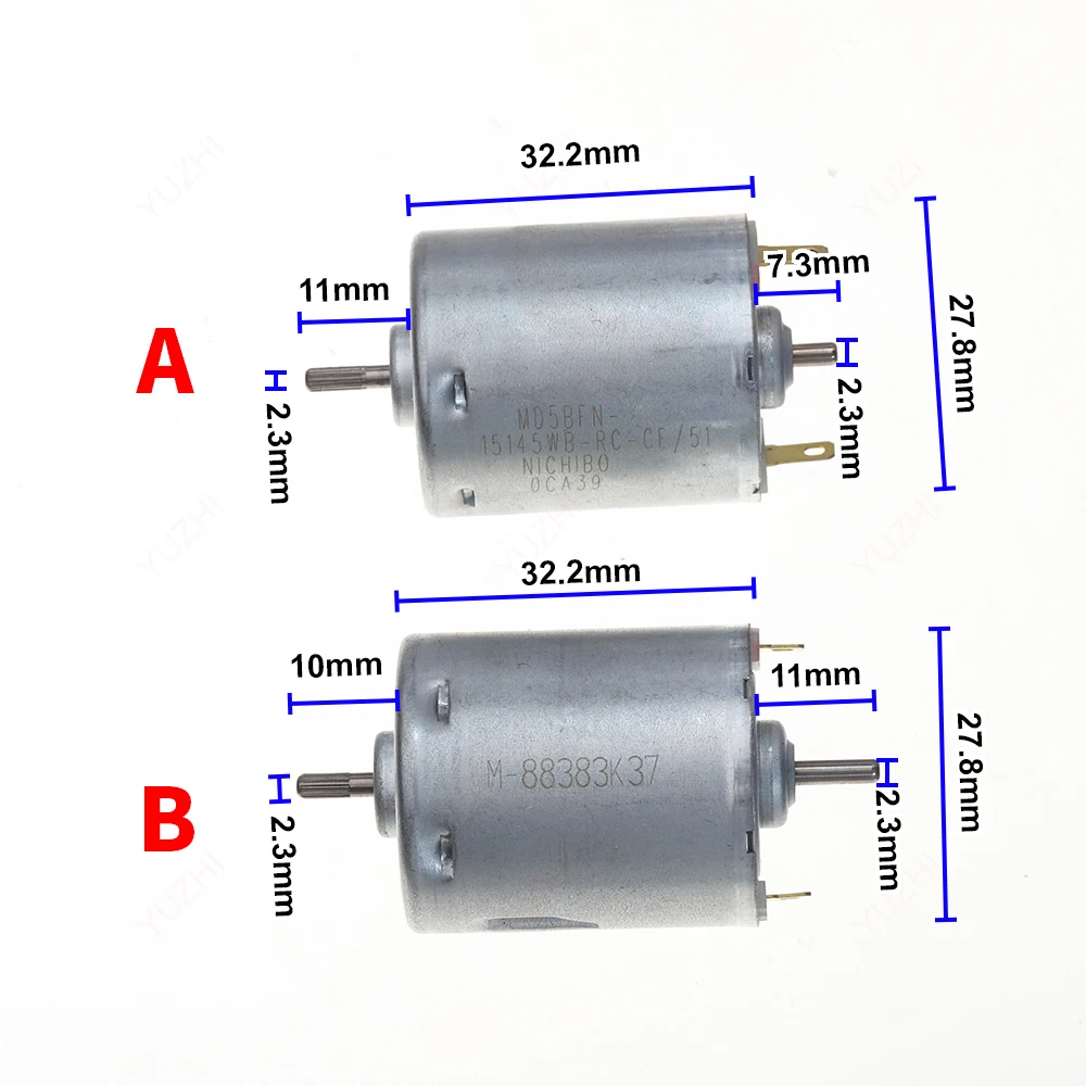 RS-365-14165/15145 Dual Shaft Motor DC 6V 15V 24V Carbon Brush Motor Sweeper Side-sweeping Roller Motor