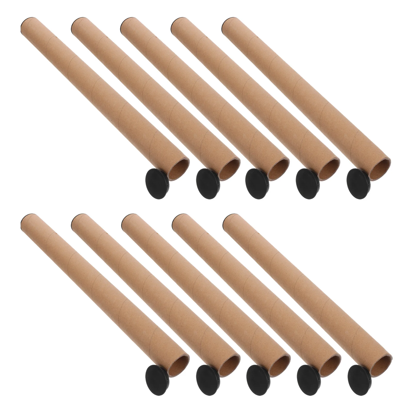 

10Pcs Kraft Paper Mailing Tubes Postal Tubes for Shipping Posters Documents Artwork Carrier Plastic End Caps 40cm