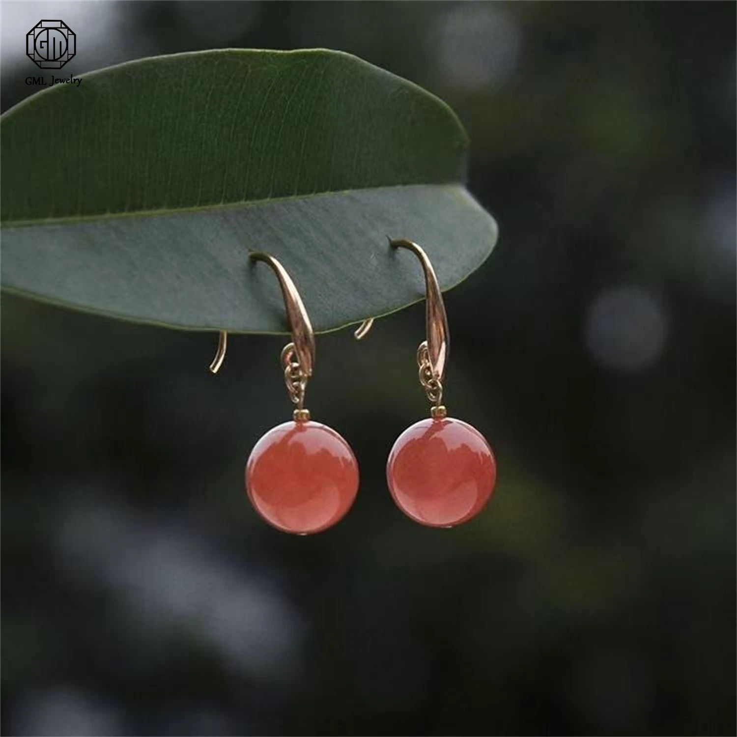 

Natural Nanhong Agate Earrings 925 Sterling Silver Vintage Full Circle Ethnic Women Party Holiday Red Earrings Jewelry Gift