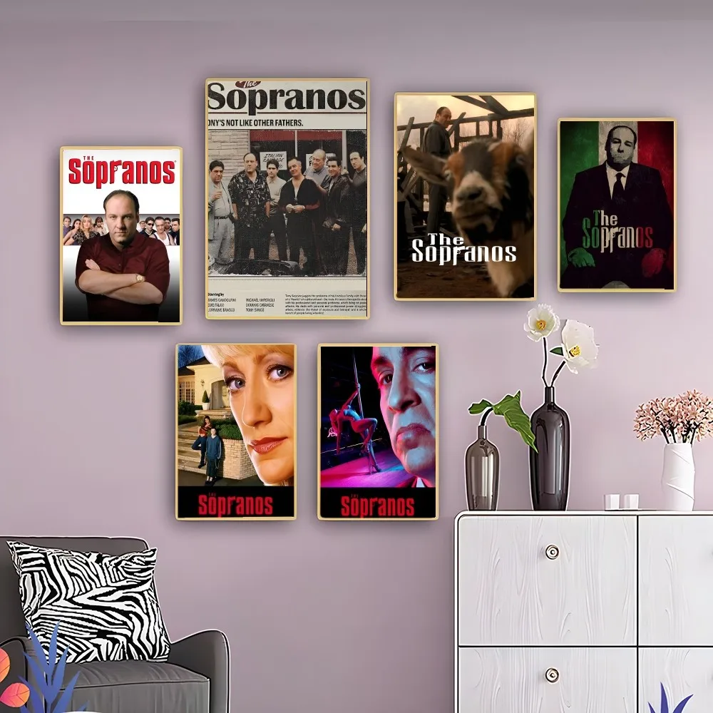 

The Sopranos Classic Movie Poster Self-adhesive Art Poster Retro Kraft Paper Sticker DIY Room Bar Cafe Vintage Decorative