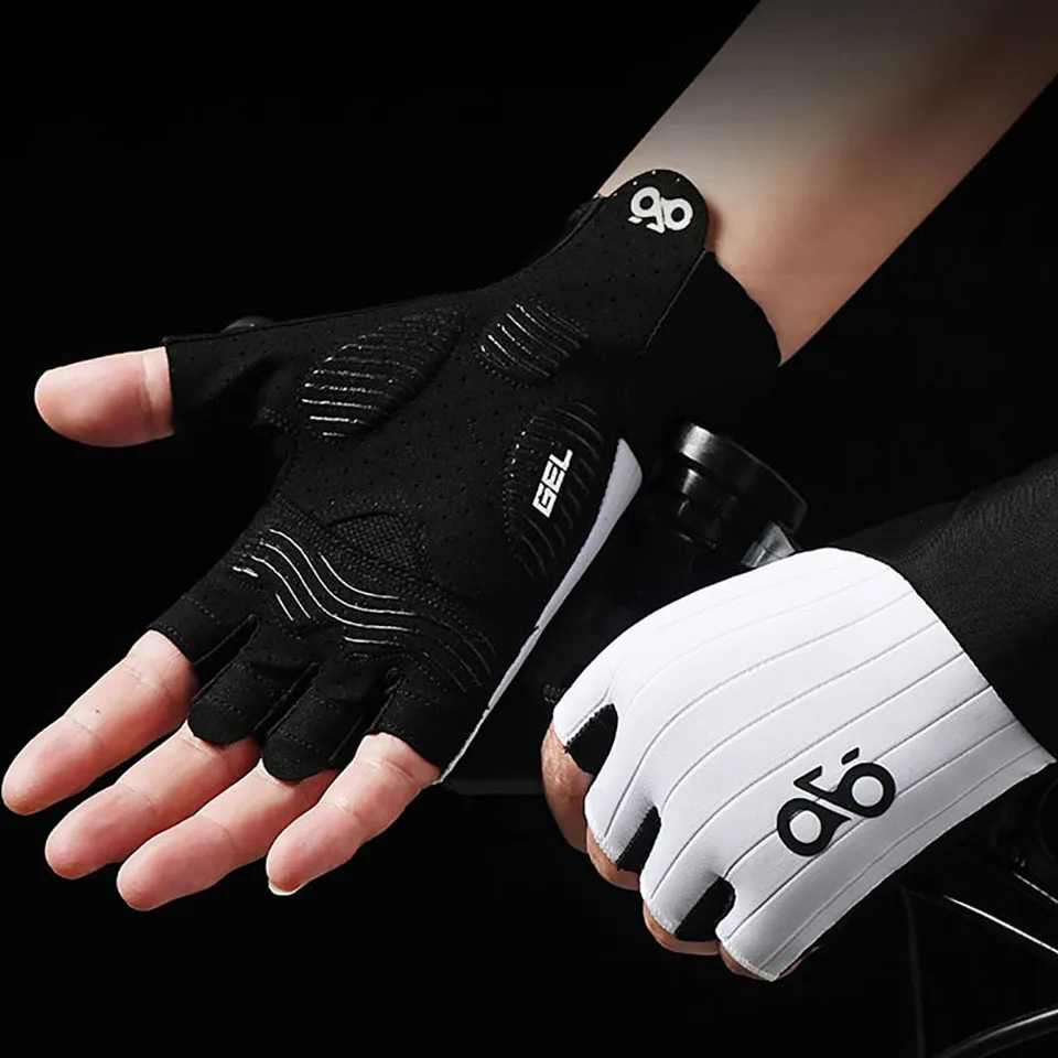 GTUBIKE Summer Cycling Gloves Half Finger Woven Aerodynamic Striped Bicycle Sports Gloves Shock-absorbing Road Bike MTB Gloves