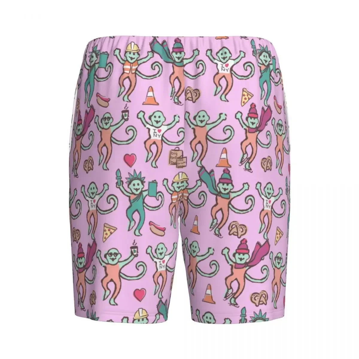 Custom Preppy Roller Monkeys Rabbit Pajama Shorts Men Sleepwear Lounge Bottom Stretch Sleep Short Pjs with Pockets