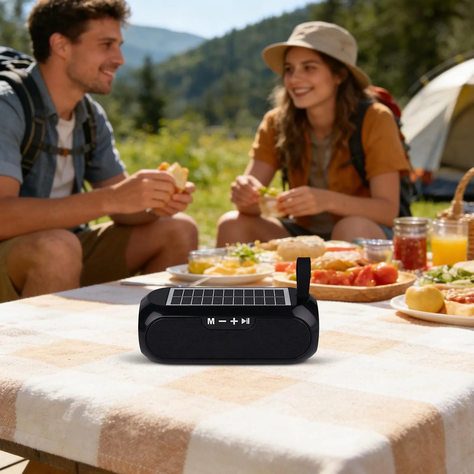 

Портативная беспроводная колонка с солнечной батареей, аудиоусилитель, настольная колонка для улицы, пляжа, путешествий, вечеринок, дома, кемпинга, отпуска, для женщин