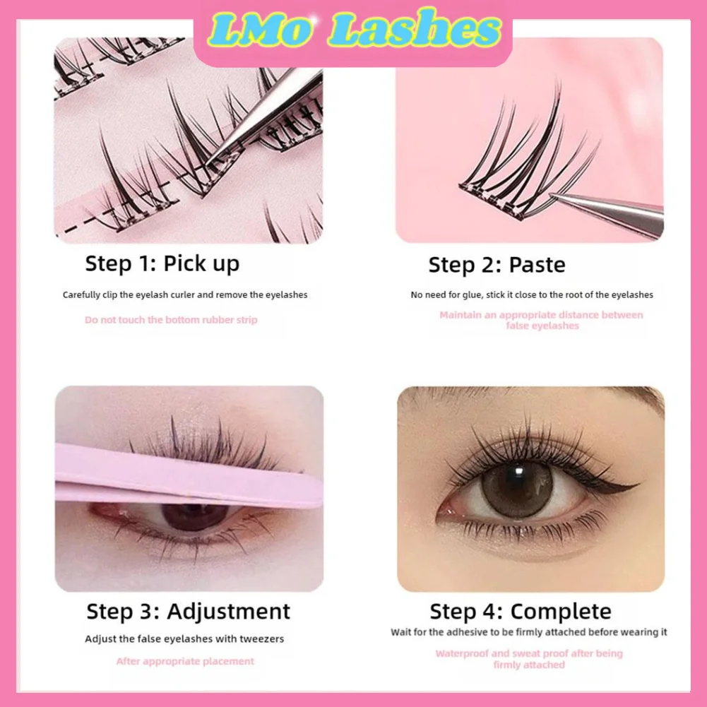 Ciglia finte visone segmentate 5D Ciglia finte autoadesive senza colla Estensioni individuali spesse naturali per il trucco quotidiano delle feste