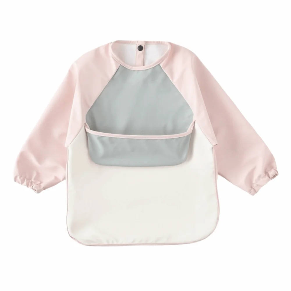 

Однотонный детский нагрудник для кормления, водонепроницаемый, легко моющийся, из ПУ, с длинными рукавами, мягкий, моющийся, для отрыжки, детские принадлежности для кормления