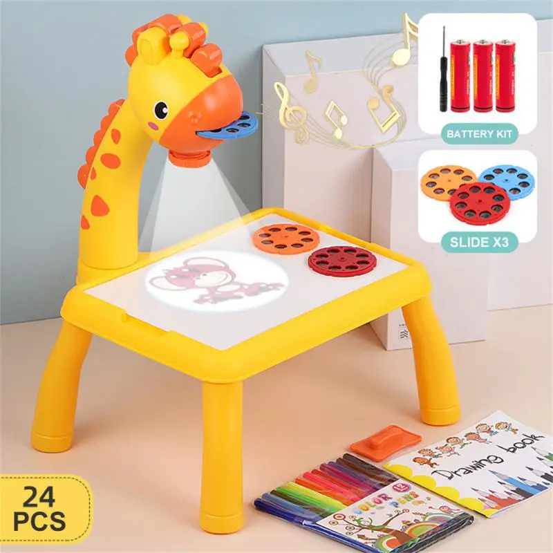 Children Led Projector Art Drawing Table Toys Kids Painting Board Desk Arts Crafts Educational Learning Paint Tools Toy for Girl