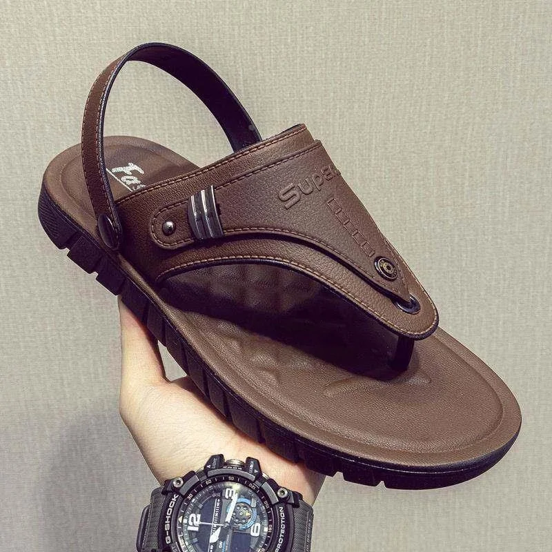 

Men's Summer Sandals New 2026 Outdoor Beach Shoes Anti-slip Wear-resistant Slip-on Toe Posture Youth Trend Korean Style PVC F...