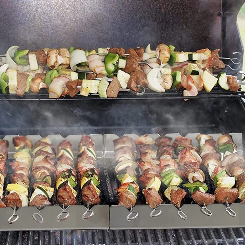 2 Chiếc Răng Cưa Kebab Đứng Xiên Đựng Đa Năng Thích Hợp Cho Món Nướng Thả Vận Chuyển