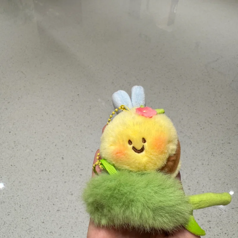

Cubchoo Cute Plush Bee Keychain Cartoon Bee Design Yellow Body Green Accents Soft Fluffy Texture Bag Charm Decor Ideal Gift