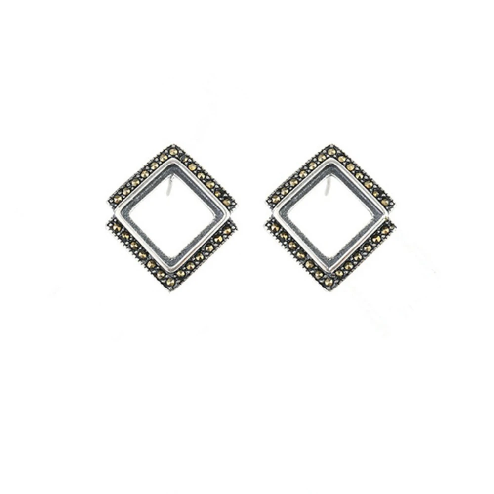 

Earring Settings (10x10mm Square Blank) Thai Sterling Silver Rhinestone Earring Component for Rectangle Cabochons