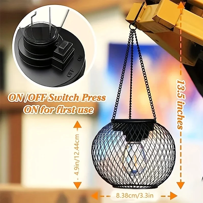 2PCS Outdoor Solar Lanterns Light Hanging Solar Lights Decorative LED Lighting Metal Waterproof Tree Light