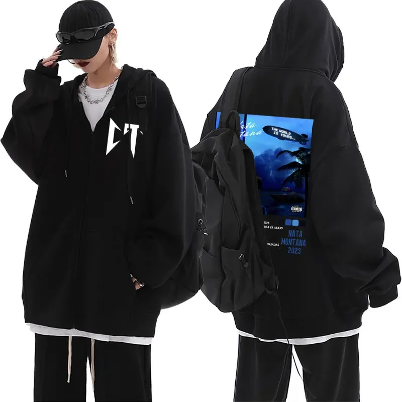 

Hot Sale Singer Natanael Cano Nata Montana Print Zipper Hoodie Men Women's Fashion Vintage Zip Up Jacket Male Hip Hop Sweatshirt
