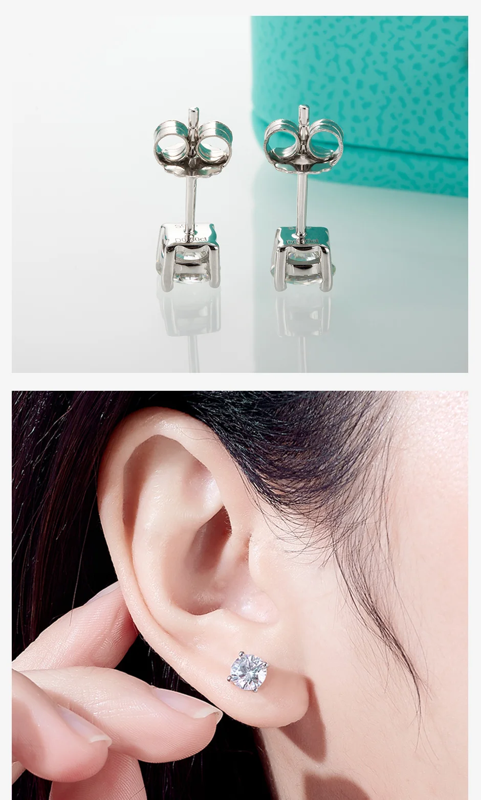 AnuJewel 4mm D Color Moissanite Diamond Classic 925 Sterling Silver Stud Earring For Woman Fine Jewelry Wholesale