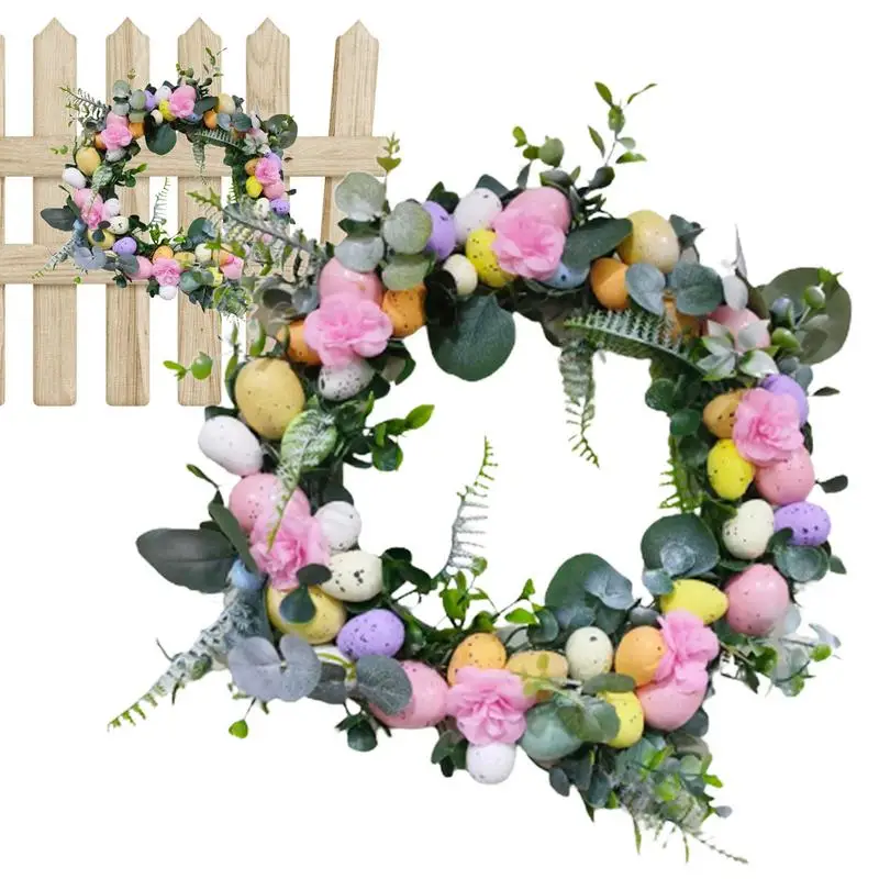 Easter Egg Wreath Cute Colorful Egg Garland Creative Easter Wreaths Ornaments Wall Decor Happy 2024 Easter Day Door Decor Home