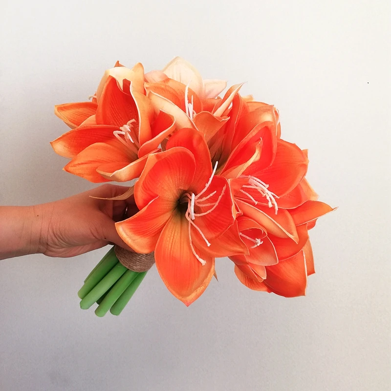 

ramo de boda de novia Classic Style Orange Clivia Wedding Bouquet Bright Colour Bridesmaid Hand holding Flowers