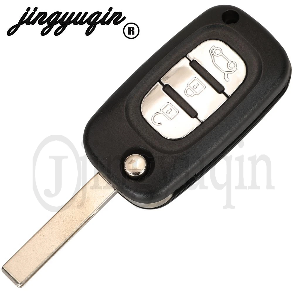 jingyuqin Oryginalny dla Renault Clio III Clio3 Megane Kangoo Flip Smart Remote Car Key FSK 434Mhz PCF7961A Chip 2/3 Button Fob