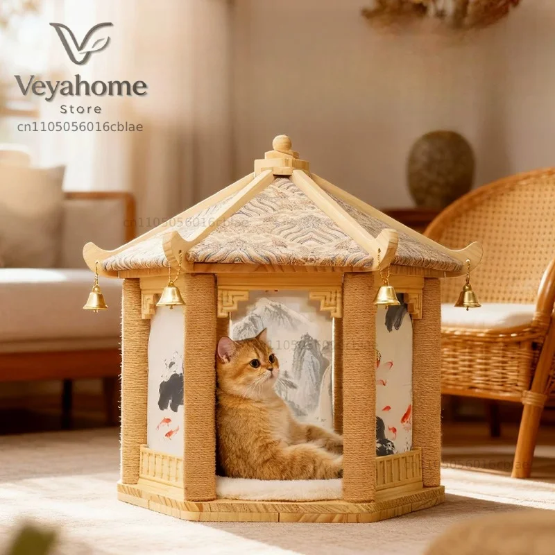 Cat Climbing Frame for Small Home Use, No Required, Bed, Cat Tree Integrated Climbing Post, Frame