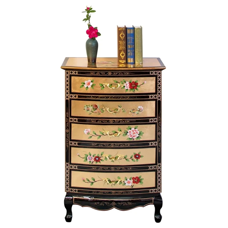 

New Chinese Painted Solid Wood Chest of Drawers Curio Cabinet Entrance Foyer Storage New Classical Storage Cabinet