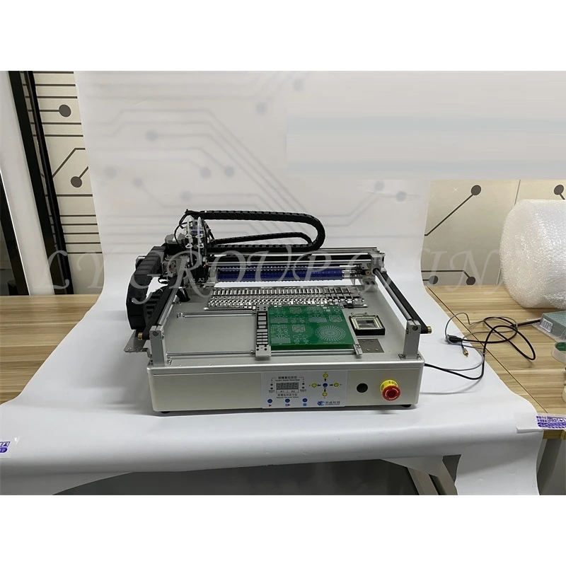 Q1 Dual Heads 33 Bits Desktop Full Automatic SMT Pick Place Machine Chip Mounter With Air Compressor And Solder Paste Mixer