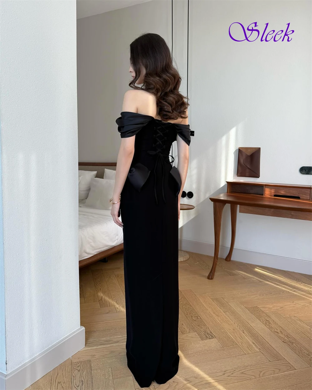 Vestido de noite elegante personalizado com decote em barco e camisa temperamento, vestidos para ocasiões especiais e arco delicado, vestidos de celebridades