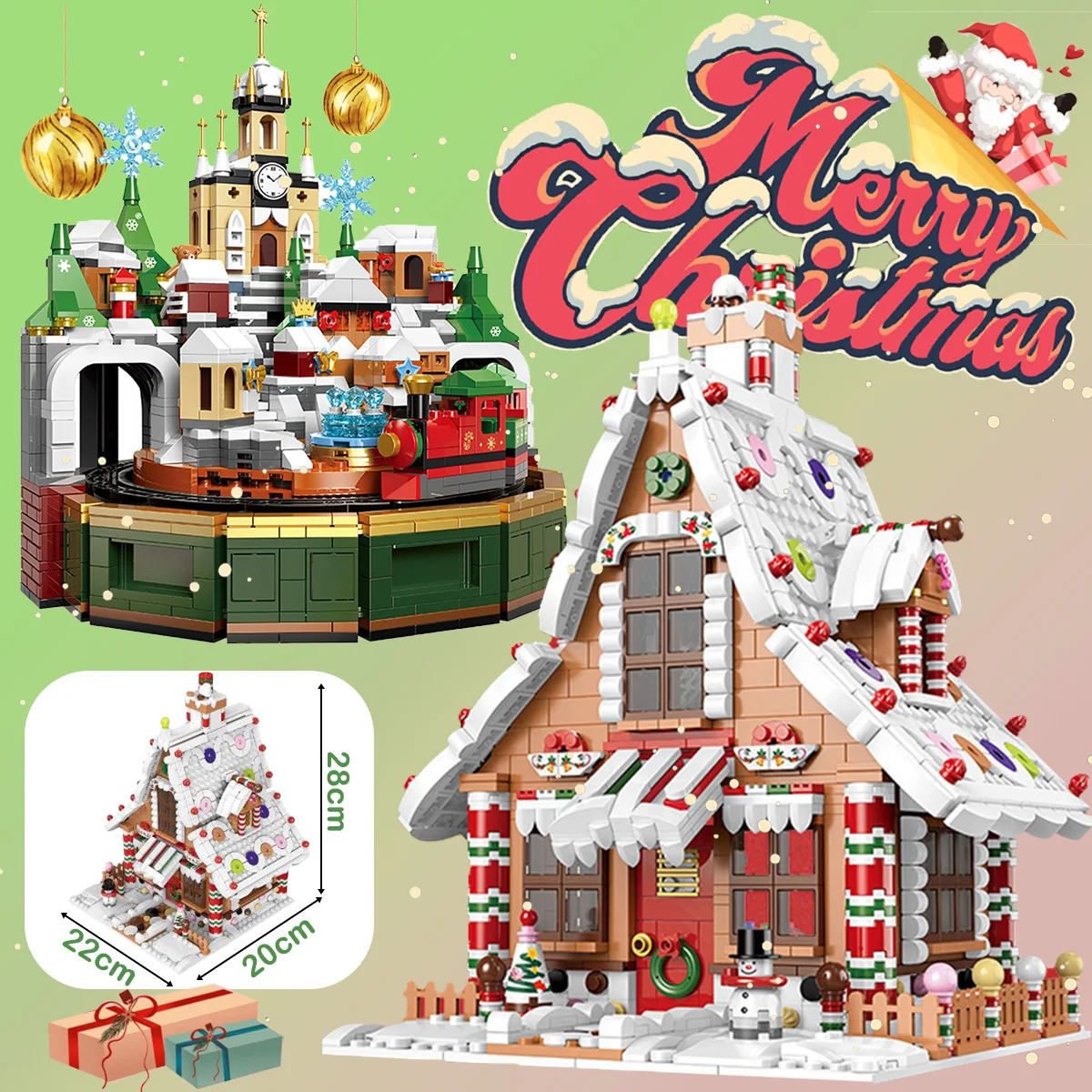 Christmas-themed building block set Christmas House/Music Box Model Christmas decorations and gifts