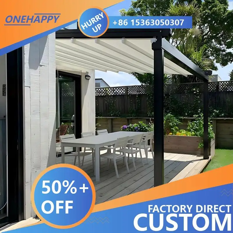 Any Size Custom Energy Saving Heat Insulated Aluminum Bioclimatic Pergola Kits Remote Control Waterproof Outdoor Patio Sun Shade
