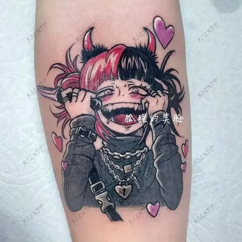 Waterproof Temporary Tattoo Sticker Anime Japanese Double-sided Dark Comics Kawakami Tomie Evil Girl Fake Tatoo for Women Men