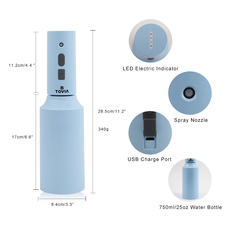 T TOVIA 750ml Elektryczny opryskiwacz ogrodowy Opryskiwacz do podlewania kwiatów do czyszczenia roślin Drobna mgiełka Automatyczny opryskiwacz