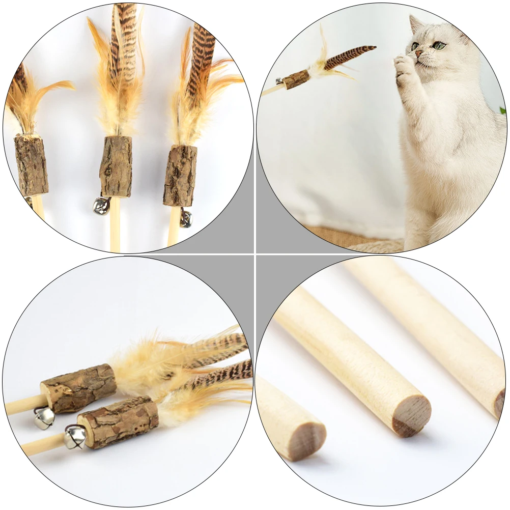 

2 pcs Cat Teaser Wand Toy Durable Quality Relieve Stress Mood Excite Cats Pet Stick Kitten Cat Toys