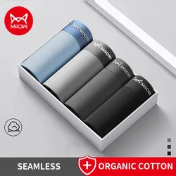 MiiOW 4Pcs Cotton Winter Men Underwear Boxers Graphene Antibacterial Men's Panties Breathable Mens Underpants Man Trunks L-5XL